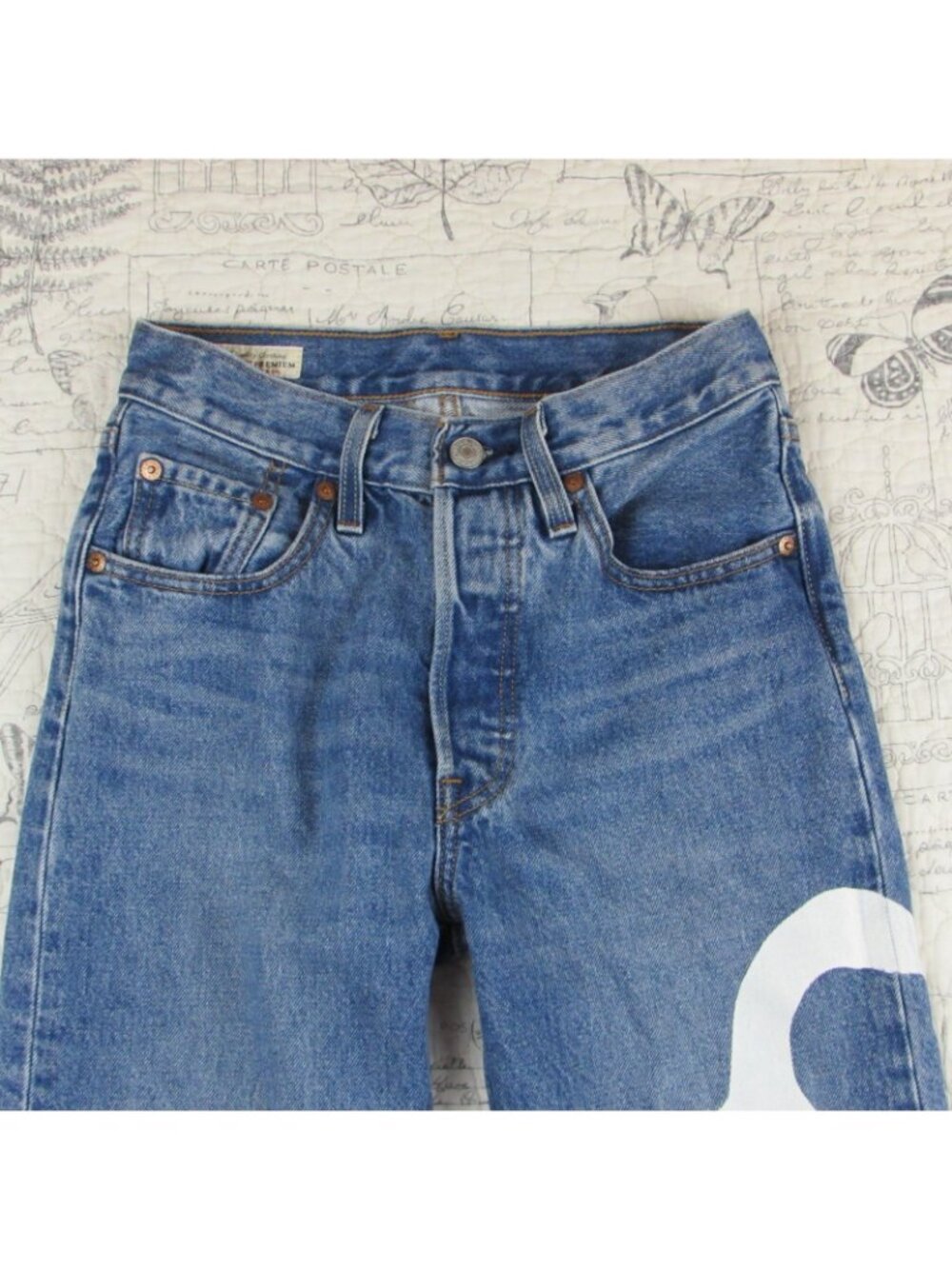 NEW Levi’s 501 Paint by Numbers Premium Jeans Crop Button Fly Womens 24 x 26 - Picture 5 of 10